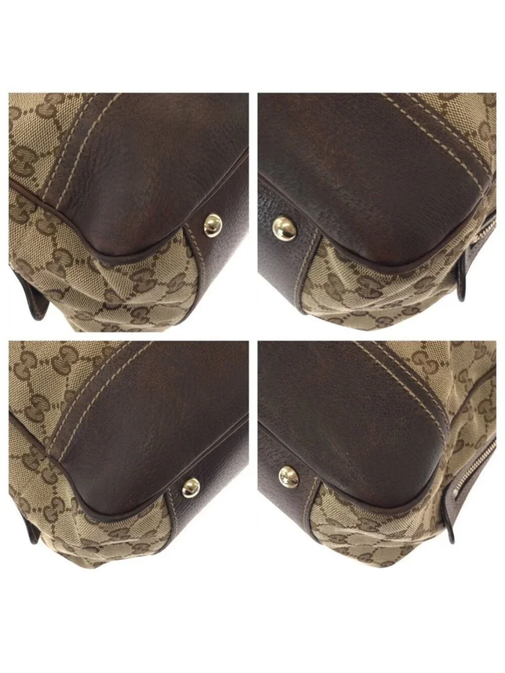 Gucci Sherry Line Principe Beige Brown GG Canvas Leather Tote Shoulder